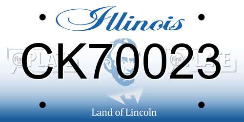 CK70023 Illinois License Plate