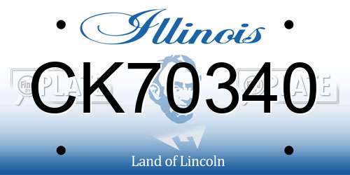 CK70340 Illinois License Plate