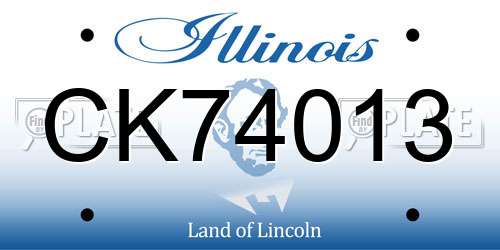 CK74013 Illinois License Plate