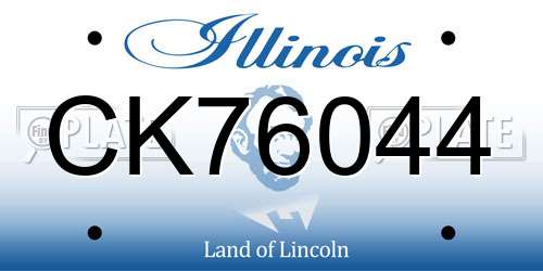 CK76044 Illinois License Plate
