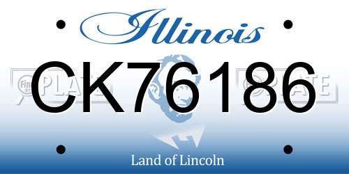 CK76186 Illinois License Plate