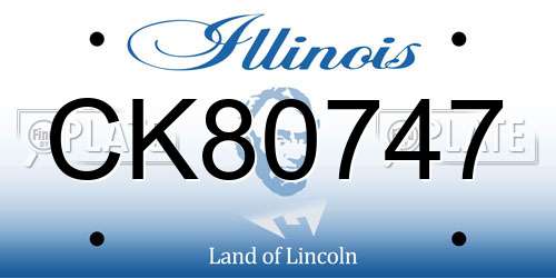 CK80747 Illinois License Plate