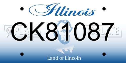 CK81087 Illinois License Plate