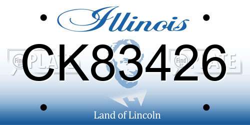 CK83426 Illinois License Plate