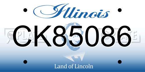 CK85086 Illinois License Plate