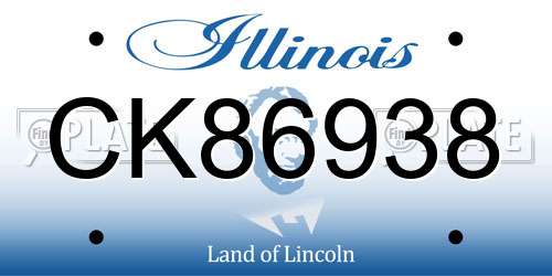 CK86938 Illinois License Plate