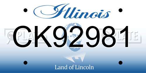 CK92981 Illinois License Plate