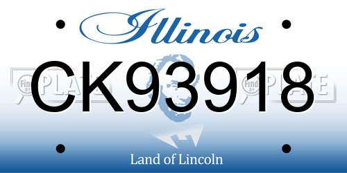 CK93918 Illinois License Plate