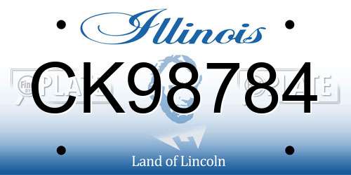 CK98784 Illinois License Plate