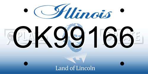 CK99166 Illinois License Plate