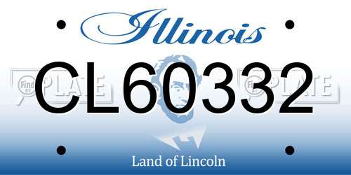 CL60332 Illinois License Plate