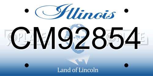 CM92854 Illinois License Plate