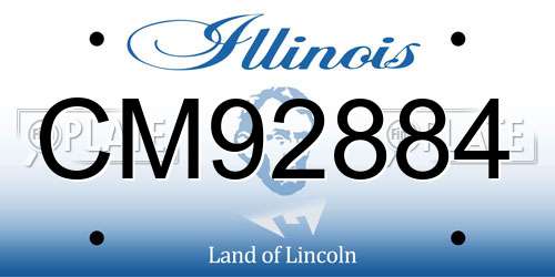 CM92884 Illinois License Plate