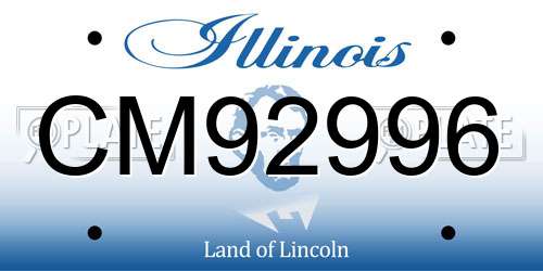CM92996 Illinois License Plate