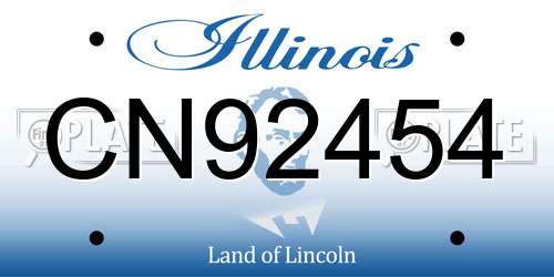 CN92454 Illinois License Plate