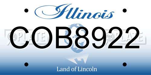 COB8922 Illinois License Plate