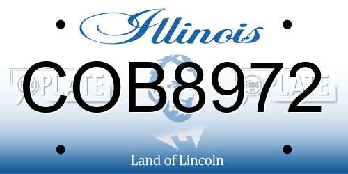 COB8972 Illinois License Plate