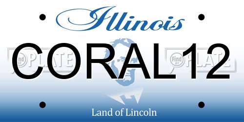CORAL12 Illinois License Plate