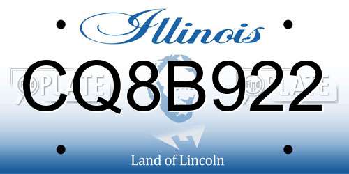 CQ8B922 Illinois License Plate