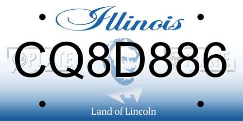CQ8D886 Illinois License Plate