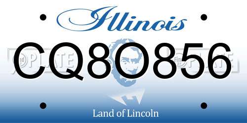 CQ8O856 Illinois License Plate