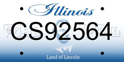 CS92564 Illinois License Plate