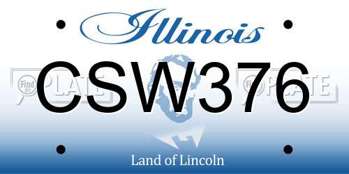 CSW376 Illinois License Plate