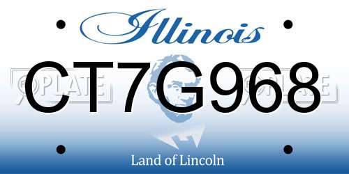CT7G968 Illinois License Plate