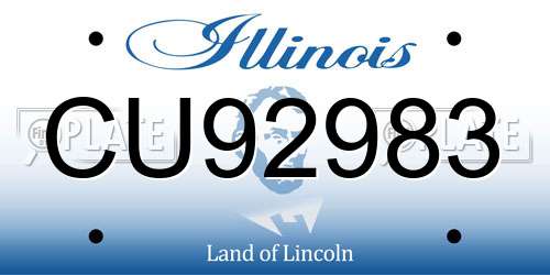 CU92983 Illinois License Plate