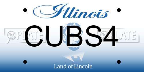 CUBS4 Illinois License Plate