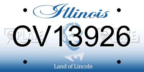 CV13926 Illinois License Plate