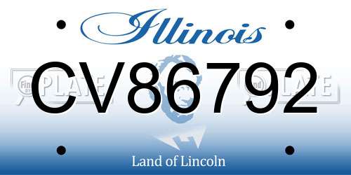 CV86792 Illinois License Plate