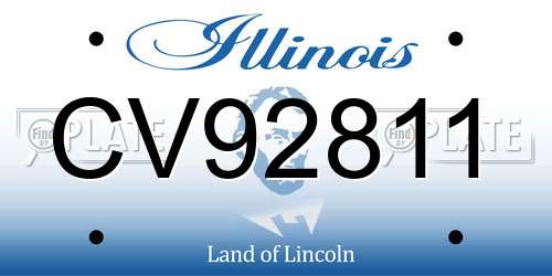 CV92811 Illinois License Plate