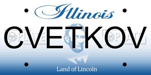 CVETKOV Illinois License Plate