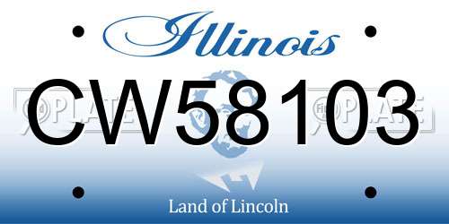 CW58103 Illinois License Plate