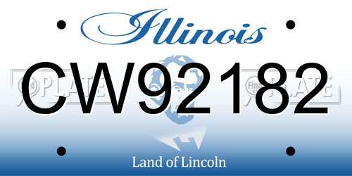 CW92182 Illinois License Plate