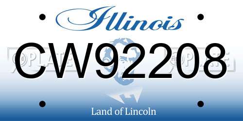 CW92208 Illinois License Plate