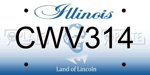 CWV314 Illinois License Plate