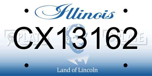 CX13162 Illinois License Plate