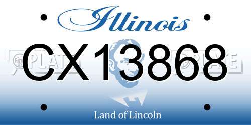CX13868 Illinois License Plate