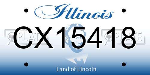 CX15418 Illinois License Plate