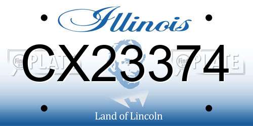 CX23374 Illinois License Plate