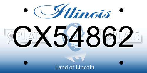 CX54862 Illinois License Plate