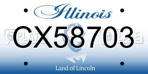 CX58703 Illinois License Plate