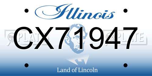 CX71947 Illinois License Plate