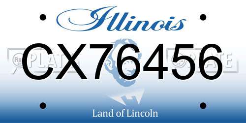 CX76456 Illinois License Plate