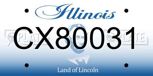 CX80031 Illinois License Plate