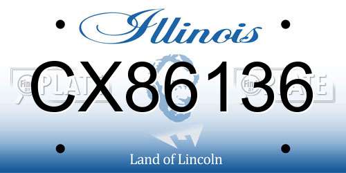 CX86136 Illinois License Plate