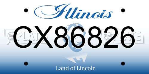 CX86826 Illinois License Plate