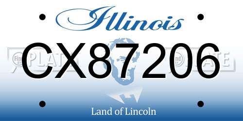 CX87206 Illinois License Plate